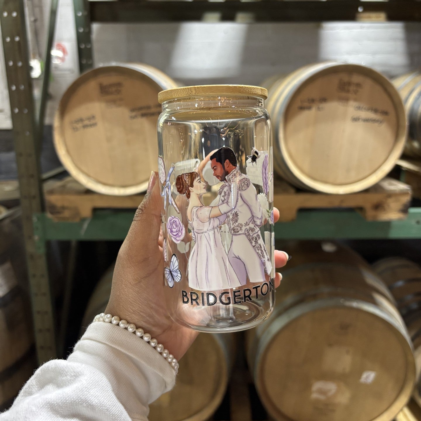Bridgerton-Inspired Glass Can – Floral Iced Coffee Cup for the Diamond of the Season